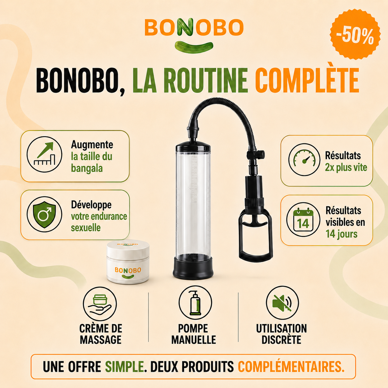 BONOBO POMPE+CREME : AGRANDISSEZ 2 FOIS PLUS VITE VOTRE BANGALA GUINEE