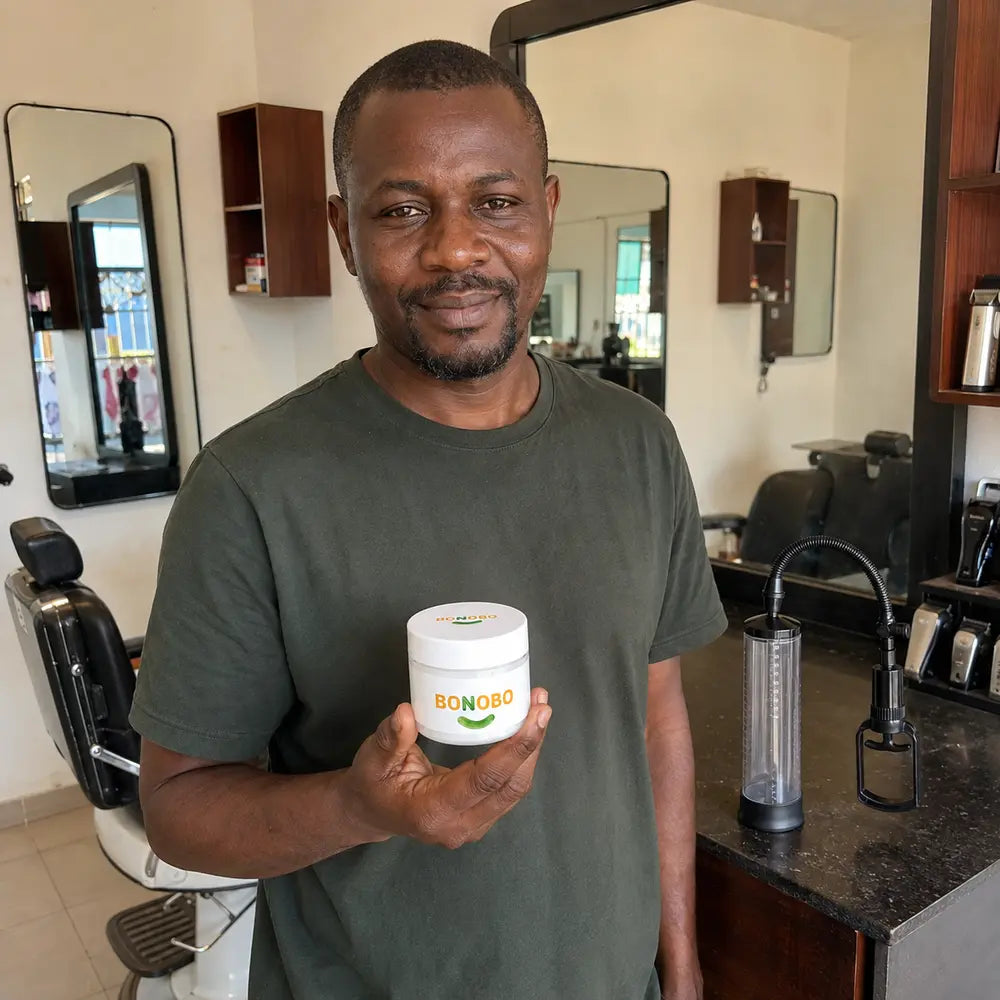 Client présentant BONOBO dans un barbershop