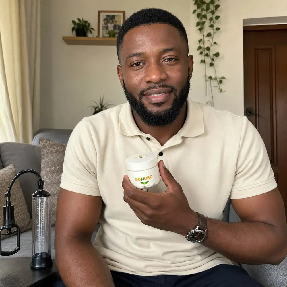 Client présentant le pot BONOBO chez lui